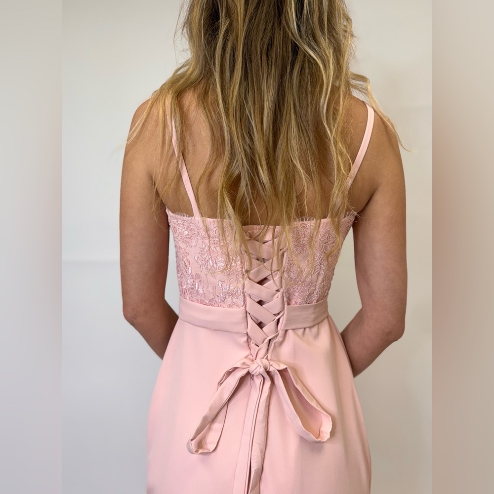 Long Bridesmaid Formal Mermaid Peach Graduation Spaghetti Strap Gown Dress,US2;6 - Picture 4 of 13